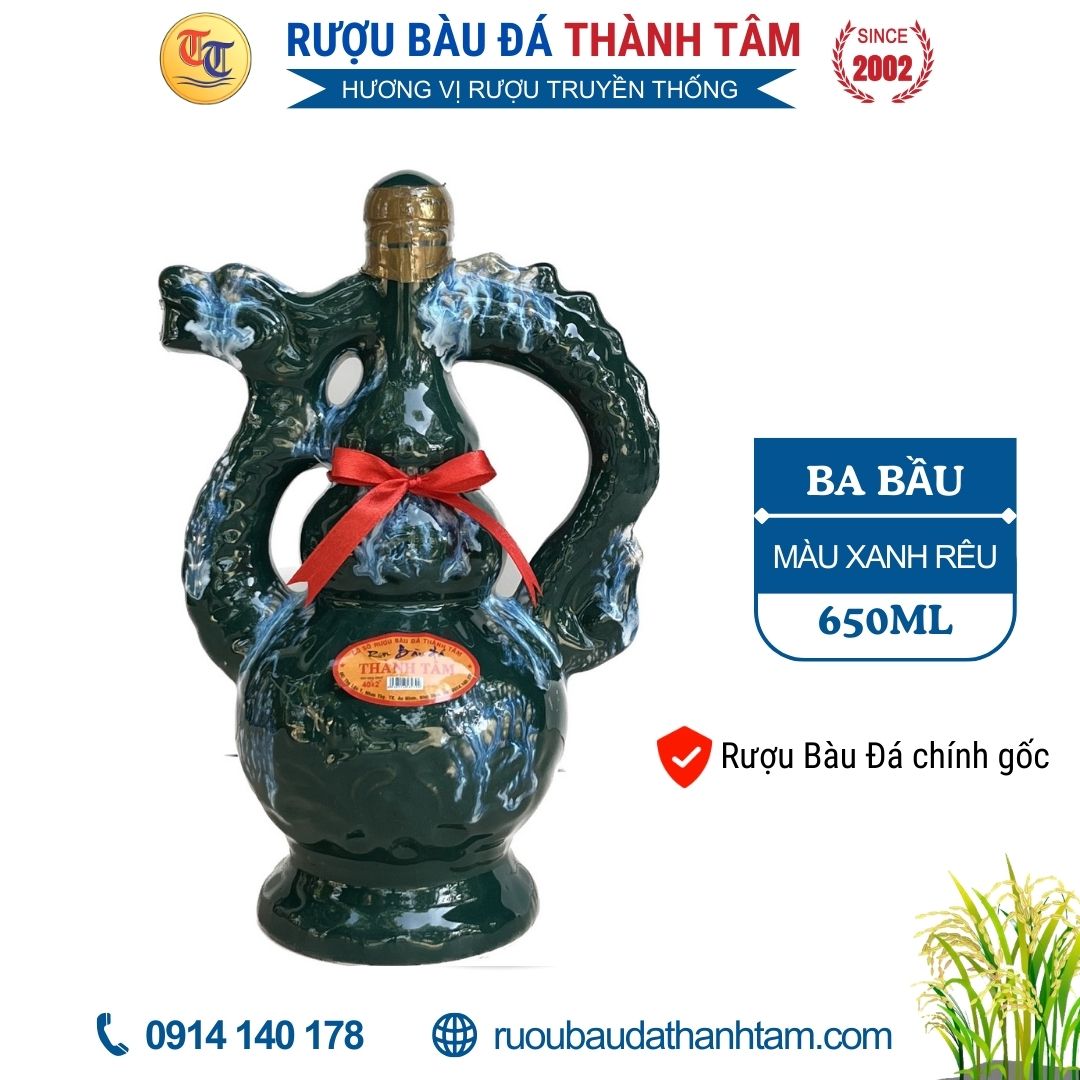 Ruou bau da Ba bau 650ml- Mau xanh reu